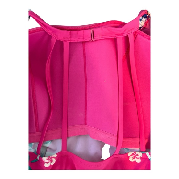 Swim by Cacique 2 Piece Bathing Suit Sz 24 TOP Sz 26 SKIRT Hot Pink Summer Flor… - Picture 5 of 15